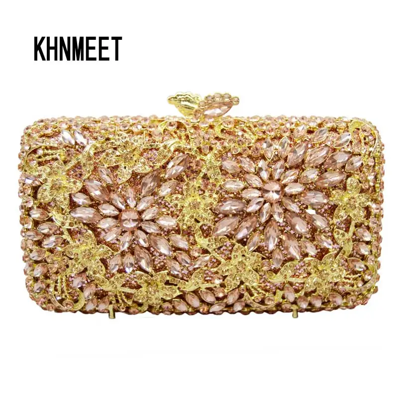 LaiSC шампанское клатч Серебряный Пром сумочка для девушек Модный цветочный дизайн