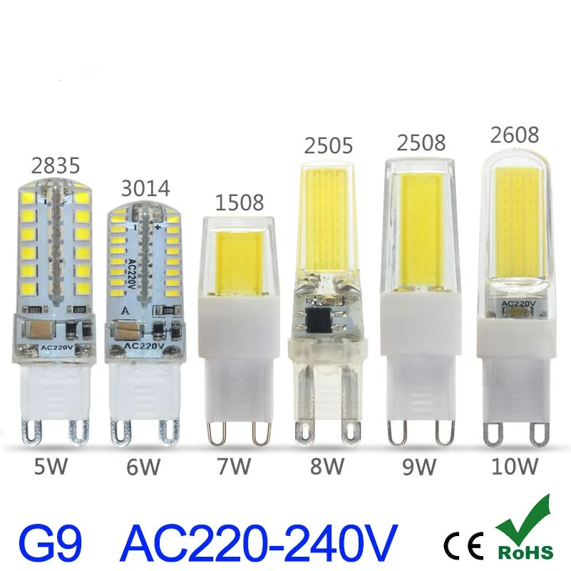 G9 светодиодный фонарик лампочка 5 Вт 6 9 ACDC 12 В 220 SMD 2835 Лампа освещения с