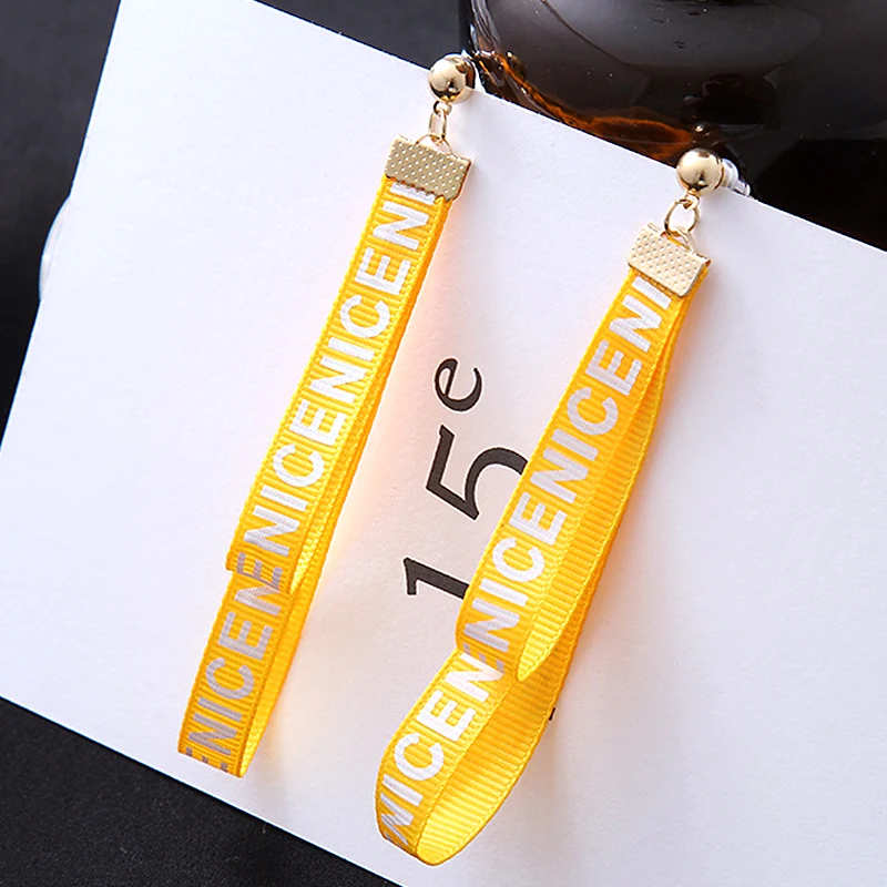 

New Fashion English Letter Print Dangle Earrings for Women Jewelry Punk Long Tassel Boucle Mujer Brincos Ribbon bijoux