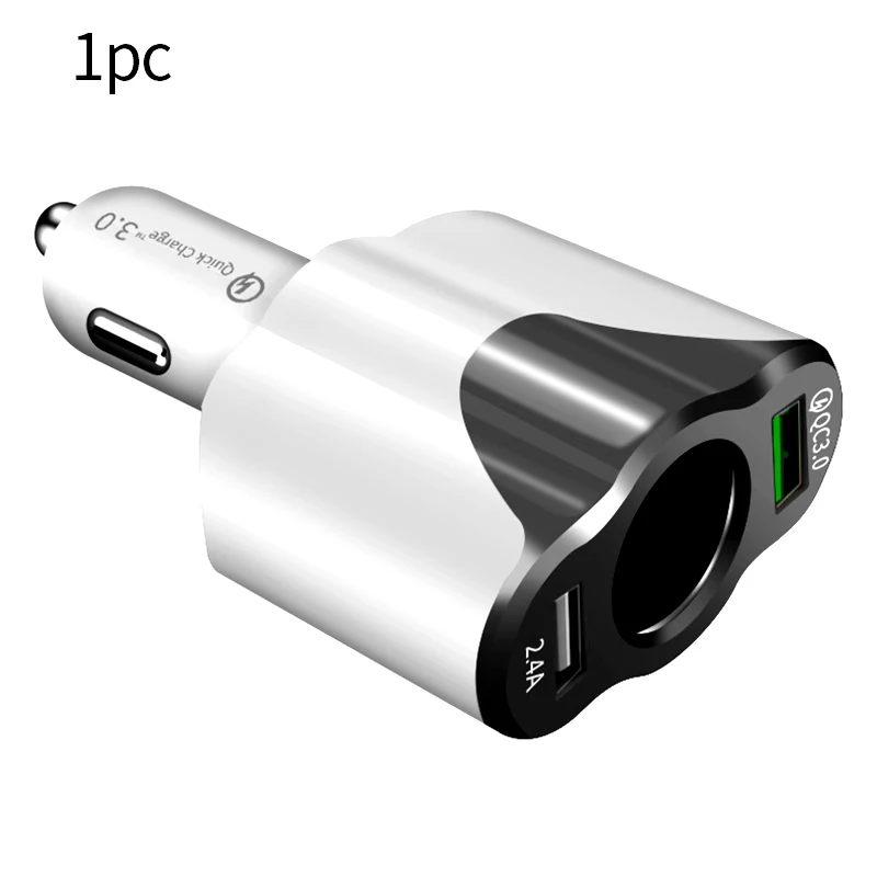 Black 12 V-24 V автомобиль Зарядное устройство USB разветвитель прикуривателя QC 3,0 USB розетка адаптер автоматической упаковки для сигарет Зажигалка Зарядное устройство аксессуары - Название цвета: Black