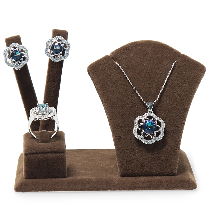 Коричневый бархатный органайзер для ювелирных изделий торговая стойка подвесок