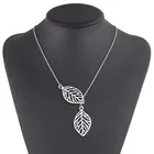 Ожерелье с двумя листьями для женщин, длиной 60 см, Крутое ожерелье с подвеской для женщин, Aliexpress ожерелье мужские ювелирные изделия