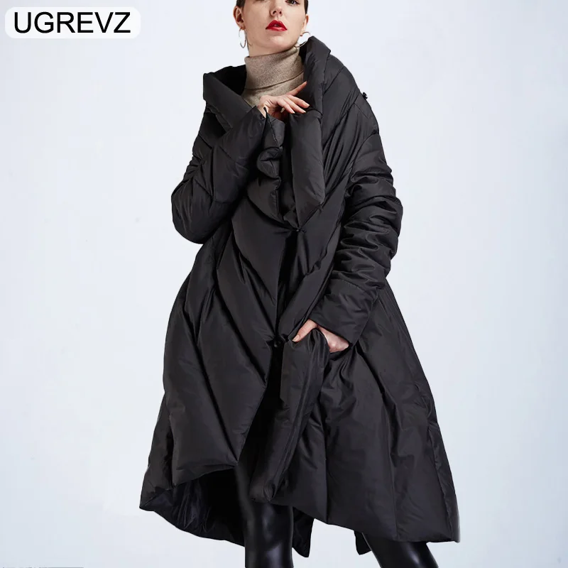 12008Black Зимняя женская куртка, новинка, длинная модная свободная парка, женское хлопковое пальто, теплая Женская куртка, высокое качество, верхняя одежда черного цвета - Цвет: 12008Black