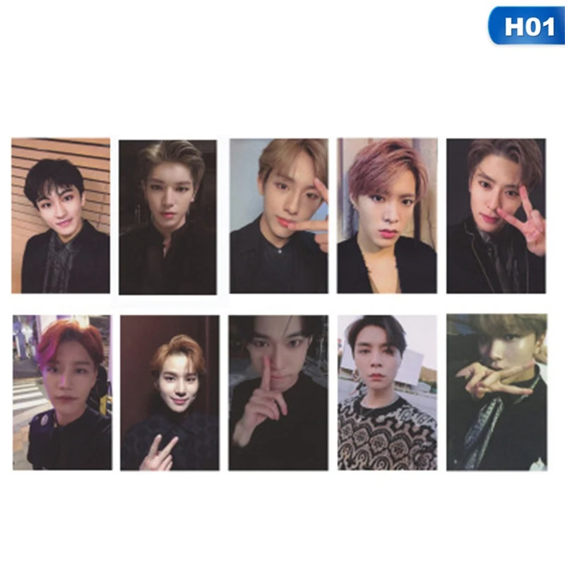 H01 10 шт./компл. NCT DREAM NCT127 альбом прозрачная Фотокарта регулярные-неправильные карты самодельные карты фотокарты бумажные карты - Цвет: H01