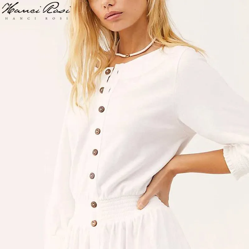HANCI ROSI летнее платье женское Jurkjes vestidos robe Femme Jurk длинное Jurken платья три четверти