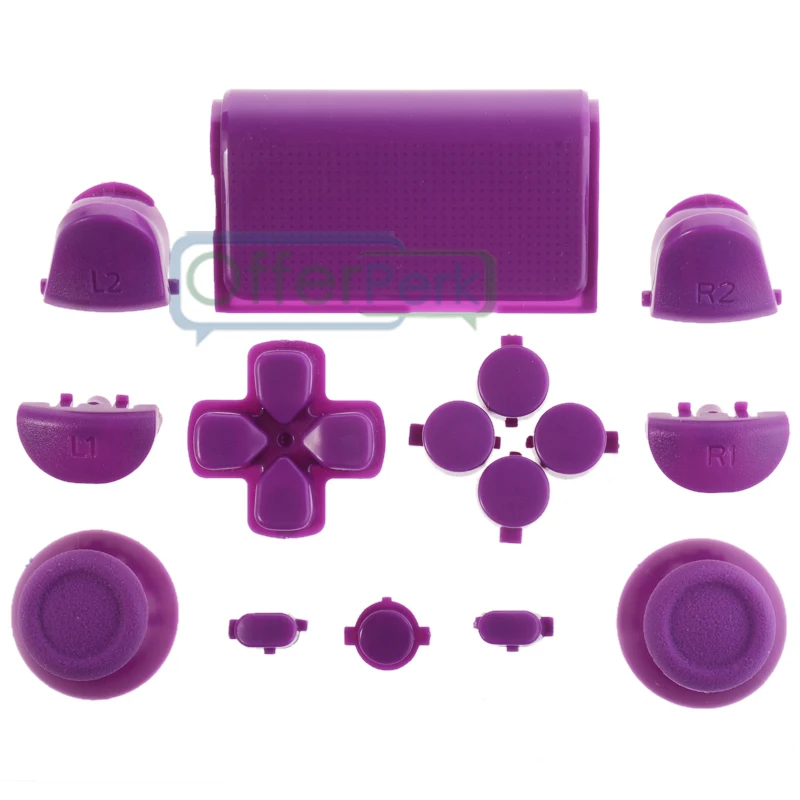 Однотонный фиолетовый полный набор кнопок для ремонта аналоговых стиков