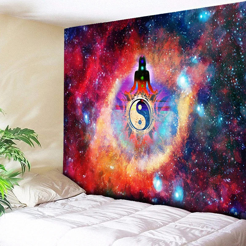 

Indian Buddha Chakra Tapestry Galaxy Wall Tapestry Yin Yang Tai Chic Mandala Wall Hanging Vintage Yoga Room Bedding Boho Decor