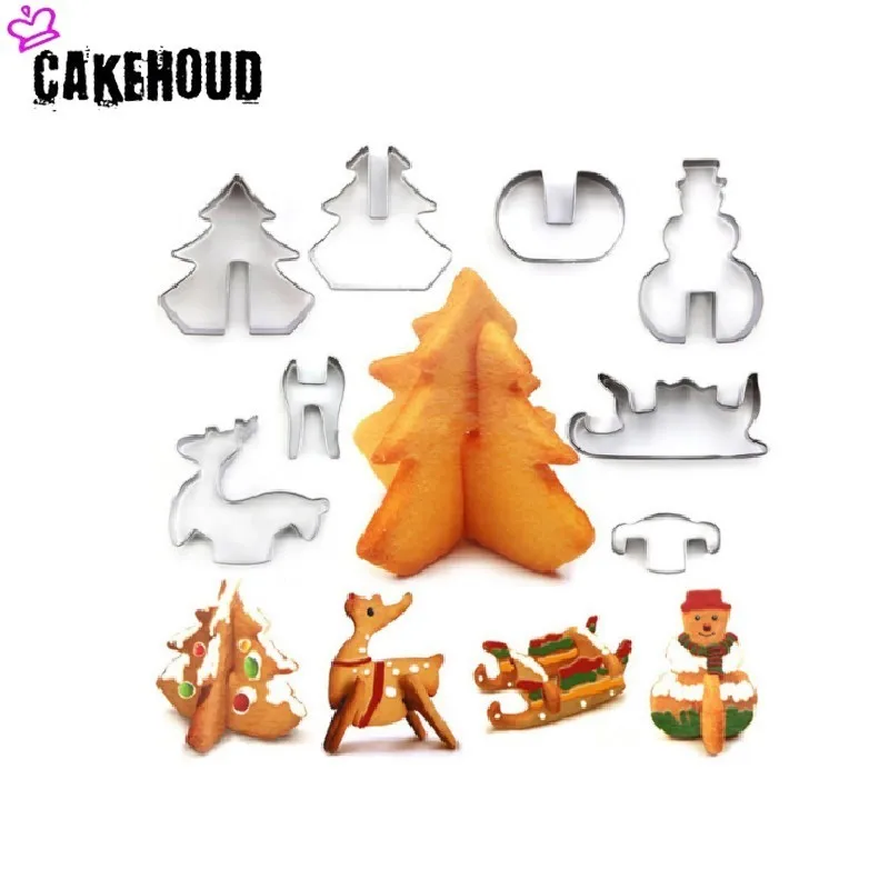 CAKEHOUD 8 шт набор Рождественская трехмерная форма для печенья пищевая из