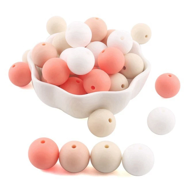 peachy series beads 10 шт. 15 мм Силиконовые Круглые Бусины DIY Ювелирные изделия прорезывание зубов шеи Детские Прорезыватели Для детская пустышка цепи пищевого качества силиконовые бусины продукты - Цвет: peachy series beads