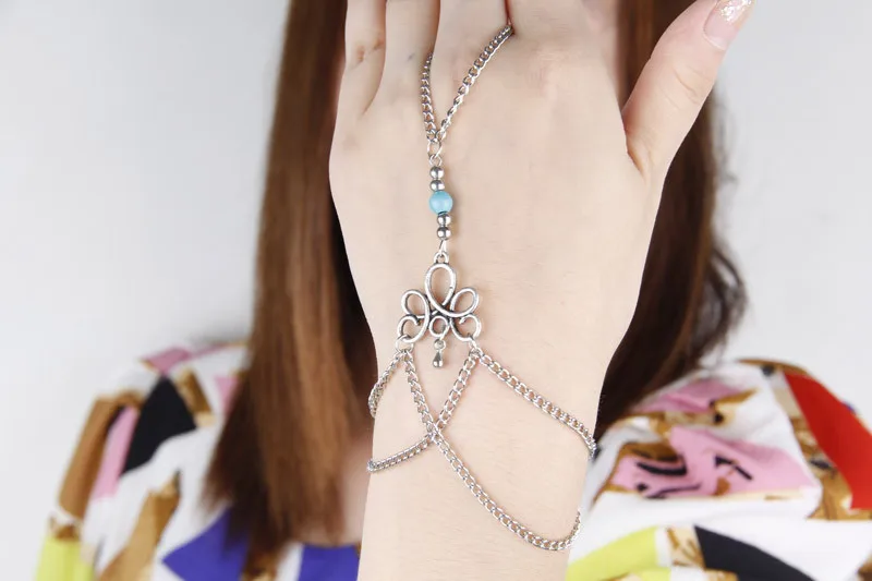 Женский браслет цепочка с цветочными бусинами ажурные браслеты на руку и палец