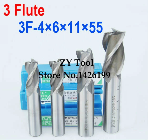 

10 pcs/set 4.0MM 3 Flute HSS & Aluminium End Mill Cutter CNC Bit Milling Machinery tools Cutting tools.Lathe Tool