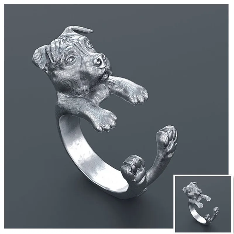 Прямая поставка кольцо в стиле панк американского питбултерьера свободного