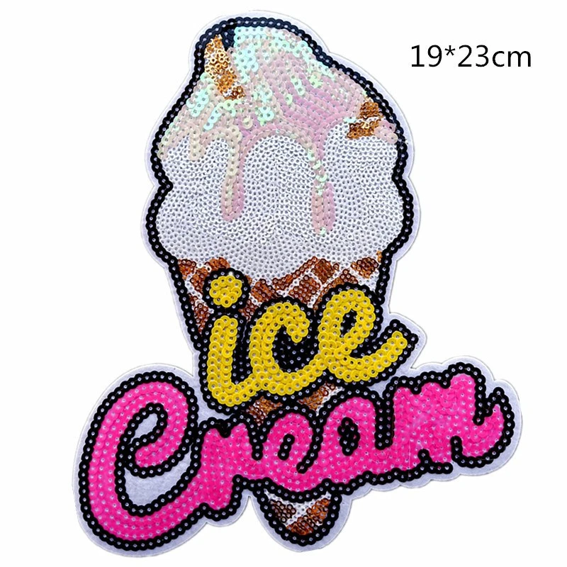 Симпатичные Большие Патчи для мороженого еда патчи утюга дешевые вышитые
