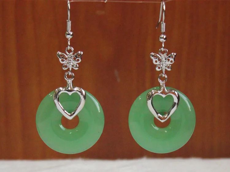 2 варианта оптом новый дизайн 25 мм зеленый натуральный камень 18kgp/посеребренные