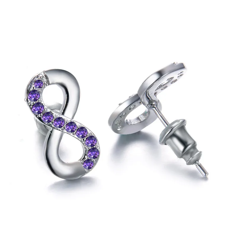 Женские и мужские серьги гвоздики с маленькими кристаллами из серебра 925 пробы