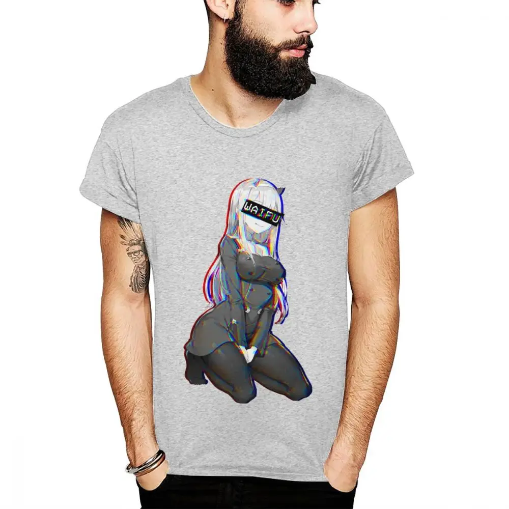 

Darling In The Franxx T Ees Zero Two Waifu Tee Shirt Men's Big Size Soft Short Sleeve Hipster 100% Cotton Tee Shirt