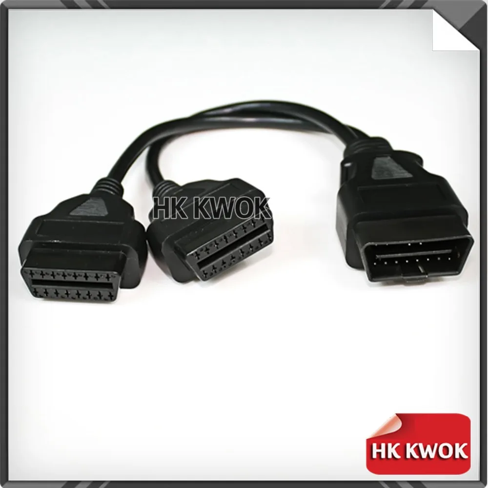 Оптовая продажа 5 шт. OBD 2 16 контактный удлинитель штекер двойной гнездо Y образный