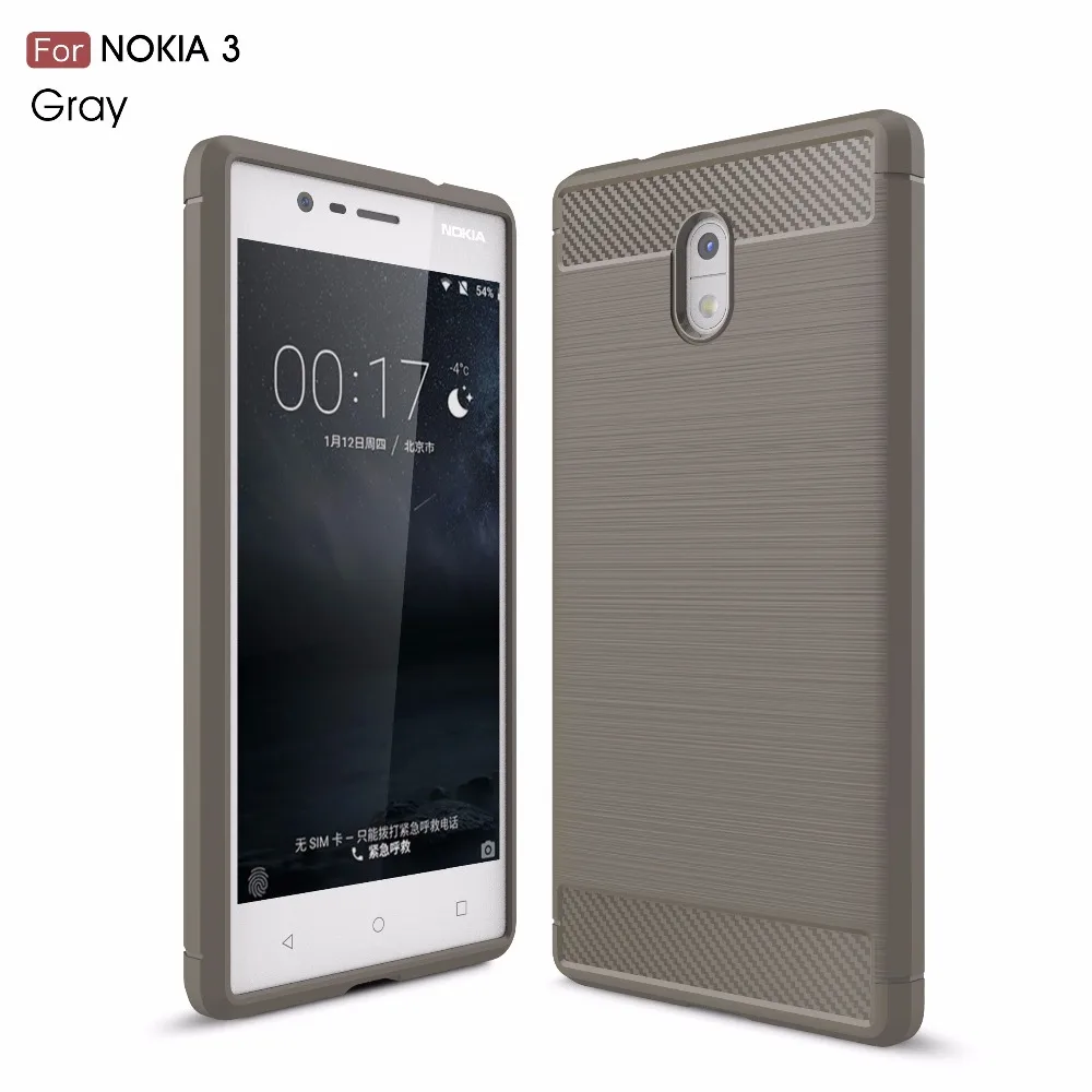 Чехол для Nokia 3 Углеродного Волокна Текстуры Щеткой Силикона Мягкой Обложке ТПУ