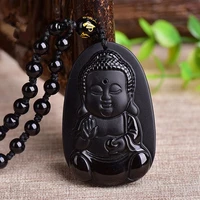 black obsidian stone pendant lovely baby buddha children buddha pendant necklace women men jewelry free rope
