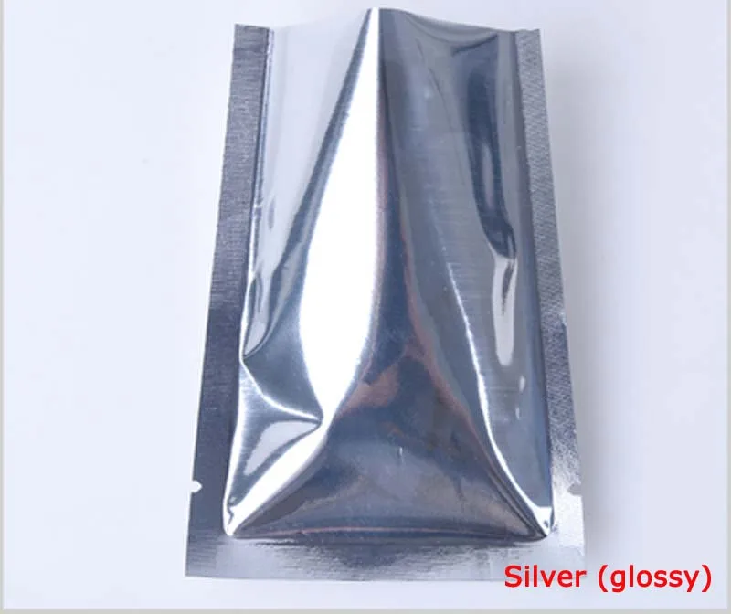Silver glossy 100/500 шт с открытым верхом Цвет Алюминий Фольга пластиковые пакеты для упаковки вакуумные мешки Еда хранения термосварочные Mylar сумка - Цвет: Silver glossy