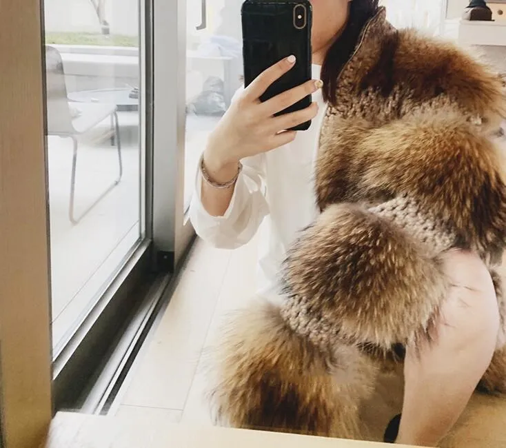 natural color Шуба натуральный мех пальто женское натуральный шубы из меха Для женщин натуральный мех пальто Для женщин коричневый - Цвет: natural color