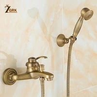zgrk antique brushed brass bath faucets shower wall mounted bathroom mixer tap crane with hand shower head bath shower faucet