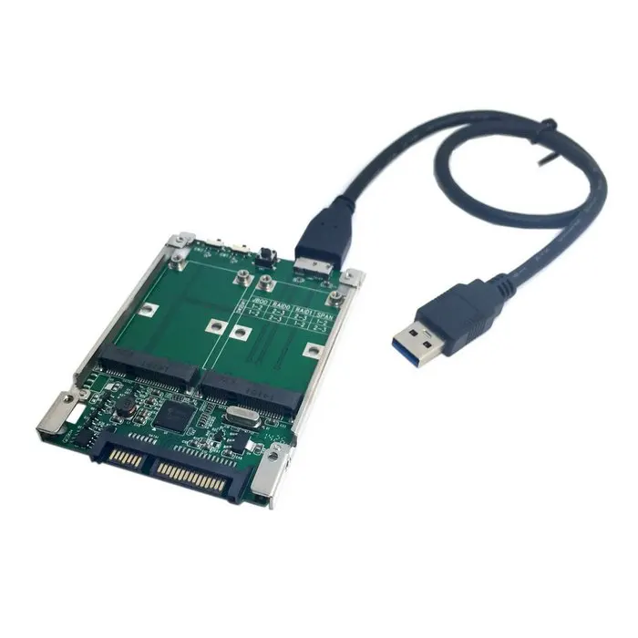 2 5 &quotдвойной мини pcie PCI E pci express mSATA RAID SSD адаптер для SATA Raid 22pin и USB 3 0 аппаратная