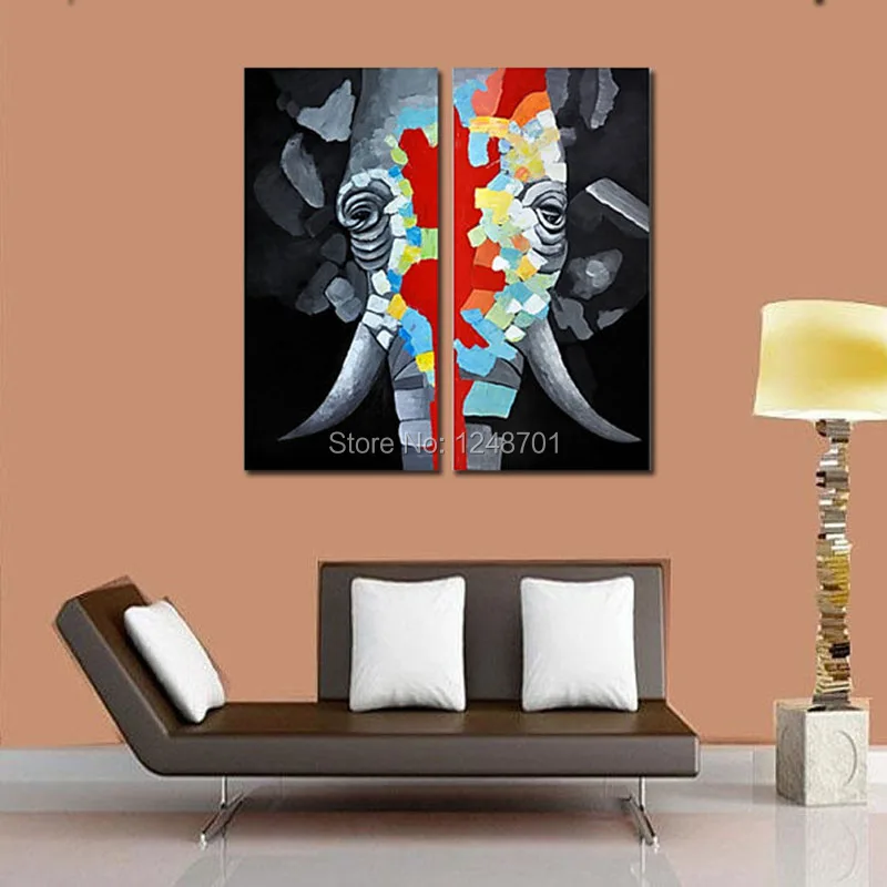 

Modern handmade Elephant wall art oil paintings large abstract canvas home office lobby wall decoration