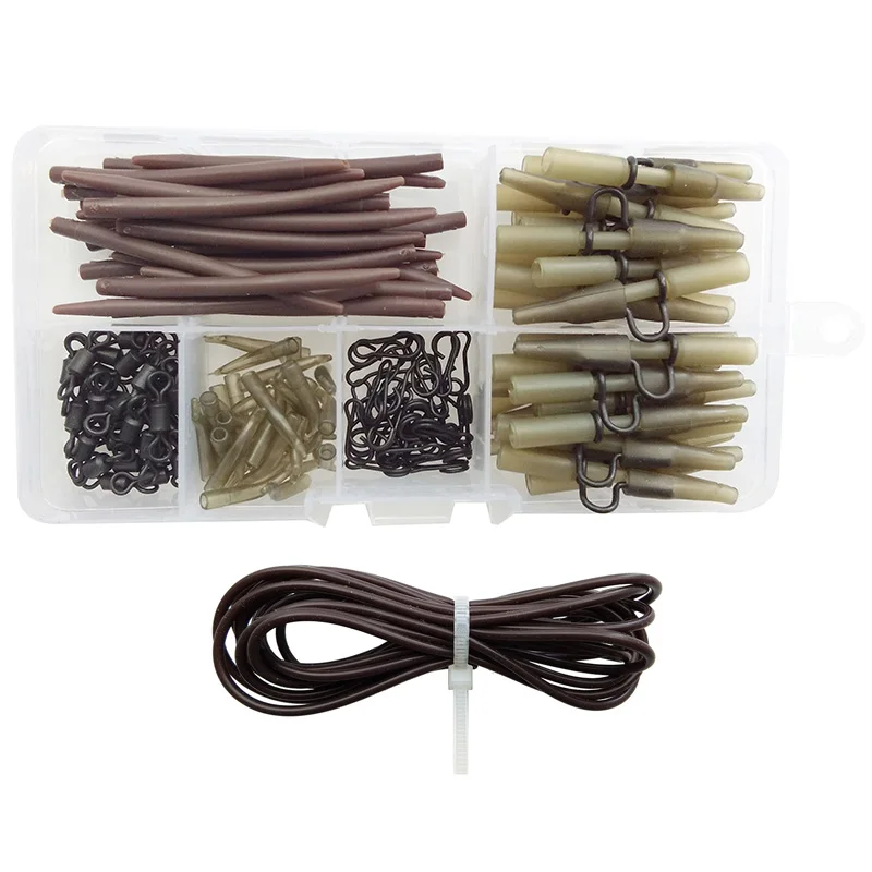 

151pcs Carp Fishing Accessories Tackles Anti Tangle Sleeves Silicone Rig Tube Lead Clips Carp Hook Sleeves Set With Box