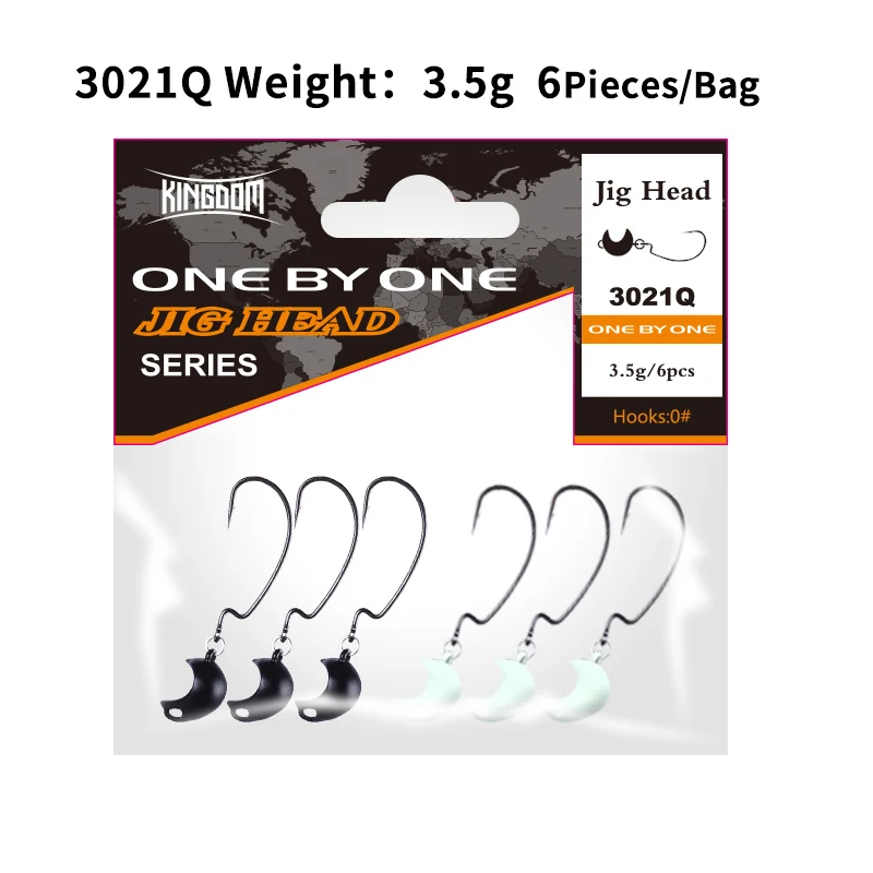3021Q-3.5g-6 Kingdom Crank Jig Head Крючки рыболовные один крючок высокое качество снасти свинцовая головка джиг приманка твердая приманка мягкий червь джиг крючок для рыбалки - Цвет: 3021Q-3.5g-6