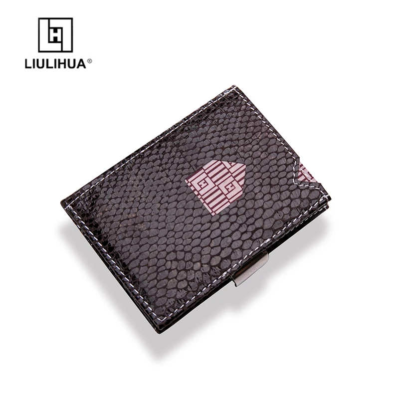 

LIULIHUA Fashion Trifold Snake Skin Luxury Ridge Wallet with RFID Blocking Men Slim Card Holder with Stainless Steel Hasp