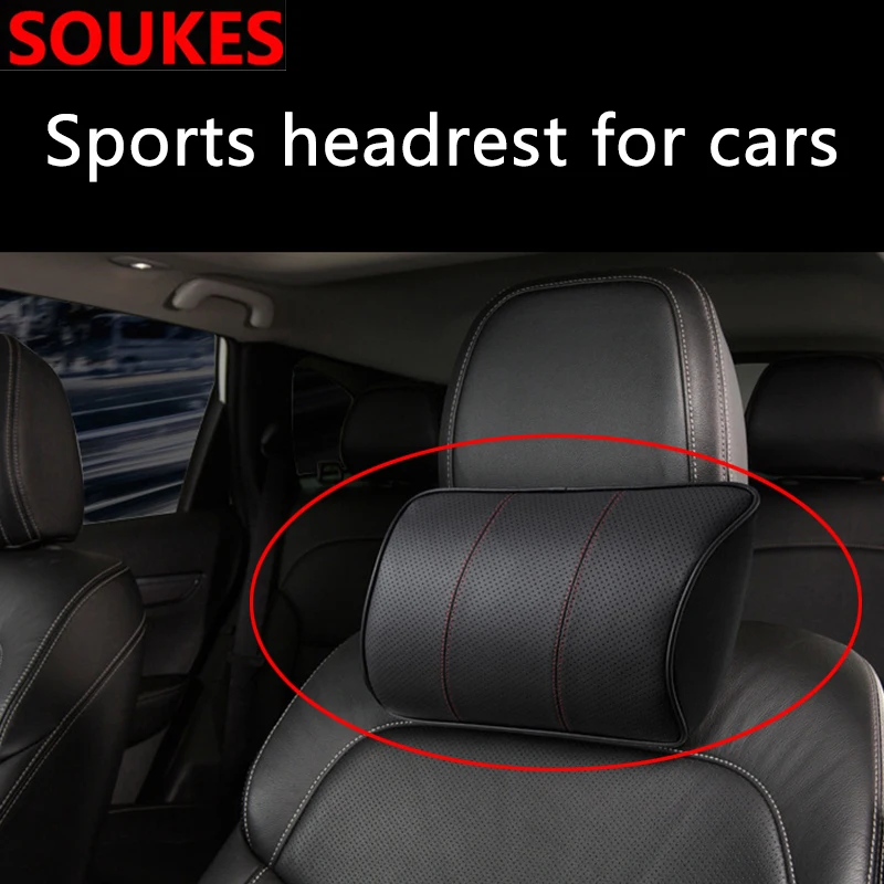 NEW Leather Car Pillow Neck Pillow Headrest Car Accessories For Volvo S60 V70 XC90 Subaru Forester Peugeot 307 206 308 407