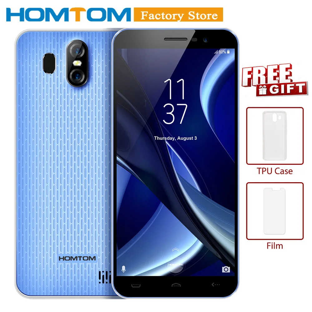 Cмартфон 5 5‘’ HOMTOM S16 18:9 MTK6580 4 ядра 3000 mAh 2GB+16GB память двойная камера 13MP +8MP мобильный