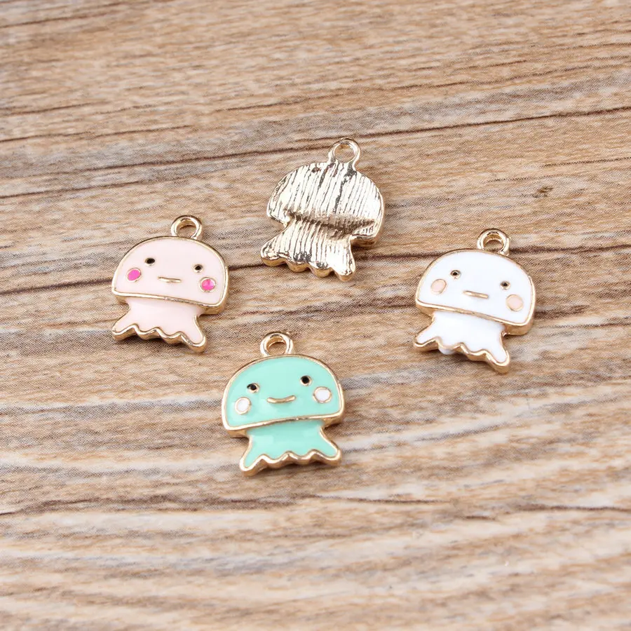 50pcs Enamel Jellyfish Charms 12*15MM Handmade personality earring bracelet necklace Jewelry Making DIY accessories | Украшения и