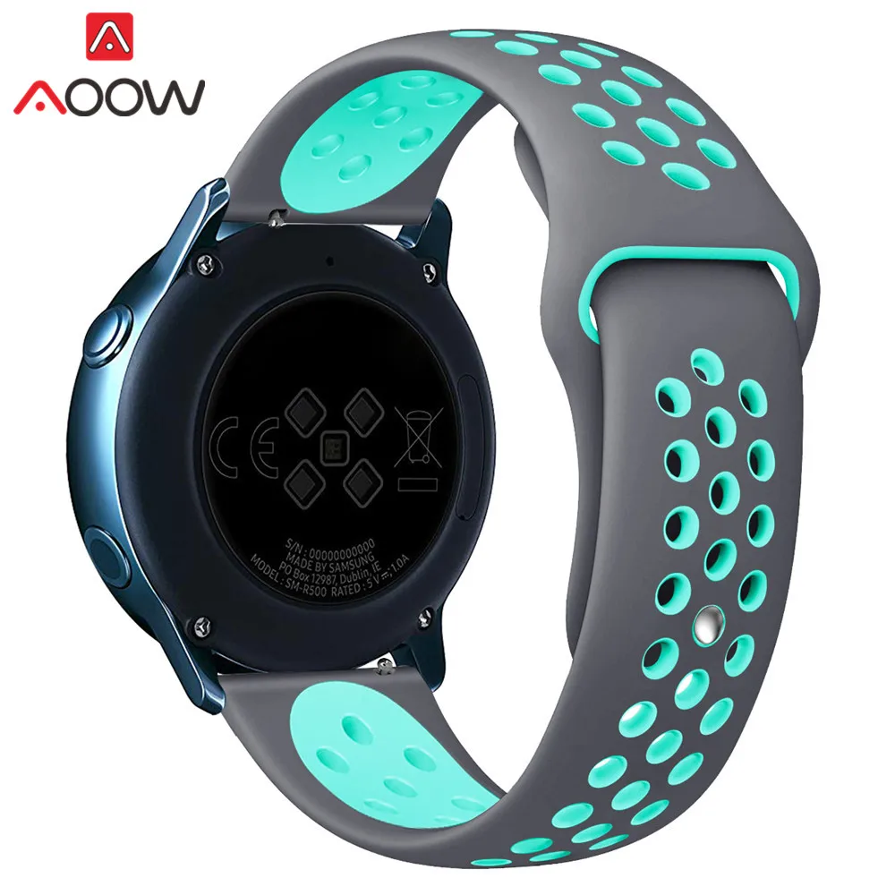 Grey Water Duck 20 мм силиконовый спортивный ремешок для samsung Galaxy Watch Active 42 мм gear S2 Amazfit bip Мягкий ТПУ дышащий браслет ремешок - Цвет ремешка: Grey Water Duck