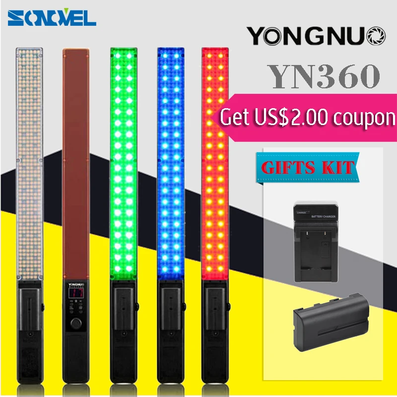 YONGNUO YN360 yn 360 ручной светодиодный светильник для видеосъемки 5500k RGB 39 5 см