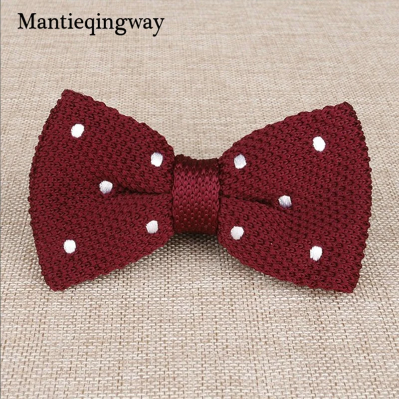 Mantieqingway для мужчин галстук бабочка брендовый Вязаный Галстук свадьбы в горошек
