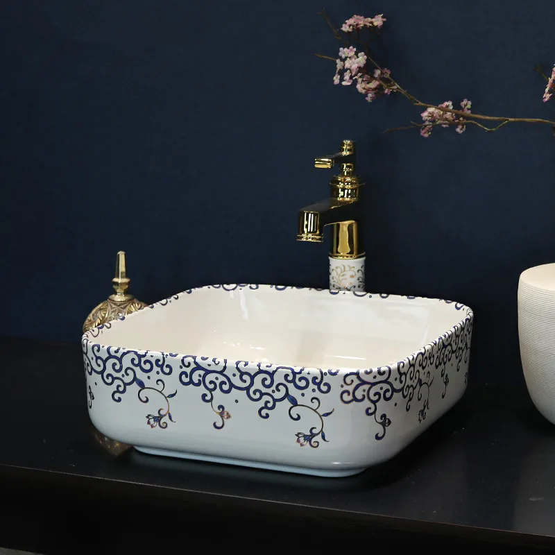 Фарфоровая гардеробная квадратная умывальник Lavabo столешница черная раковина
