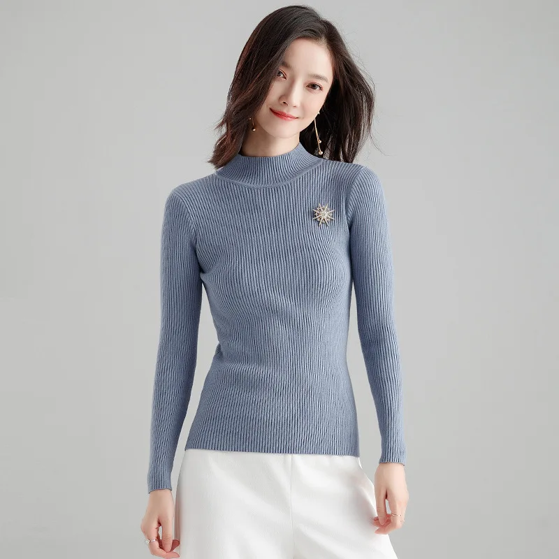 

The new 2019 ladies knitting base sweater top long sleeve turtleneck sweater half a turtleneck cultivate one's morality