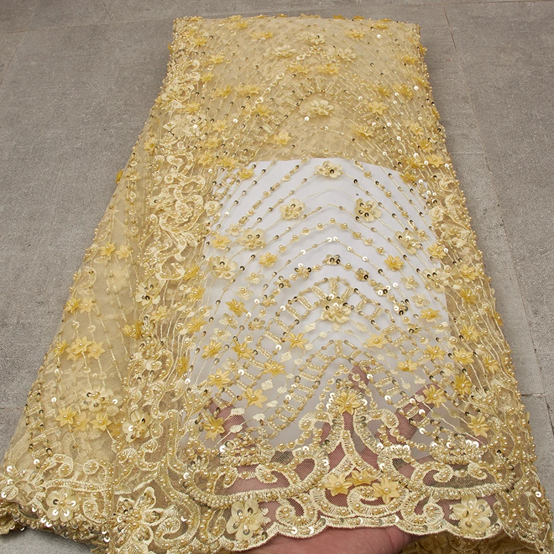 Французское кружево ручной работы из бисера 2019 Роскошные кружевные ткани