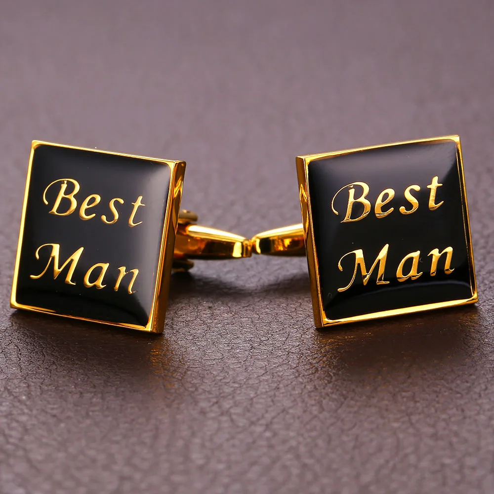 Запонки мужские золотистые подарок на день отца роскошный дизайн свадебные