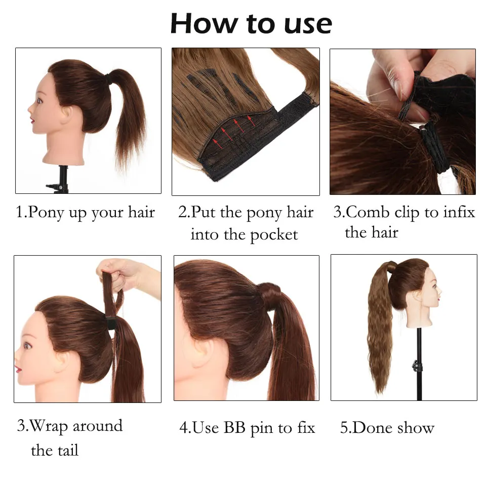 HAIRRO 20-дюймовый синтетический кукурузный волнистый длинный хвост накладные волосы на клипсе удлинитель волос Омбре коричневый конский хвост светлые накладные волосы (art.: 3a35417ccda) - 3a35417ccda