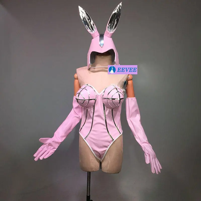 

Illuminate Sexy Party Rabbit hat bodysuit sets female warrior Gogo party girl nightclub light up costume stage show suit