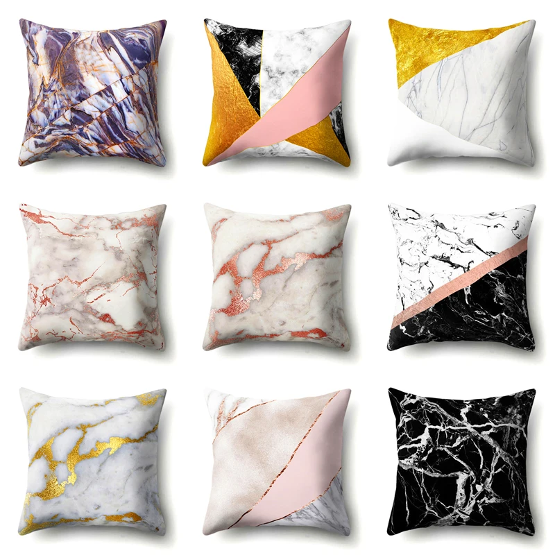Мраморная текстура с геометрическим принтом декоративная подушка для офиса и