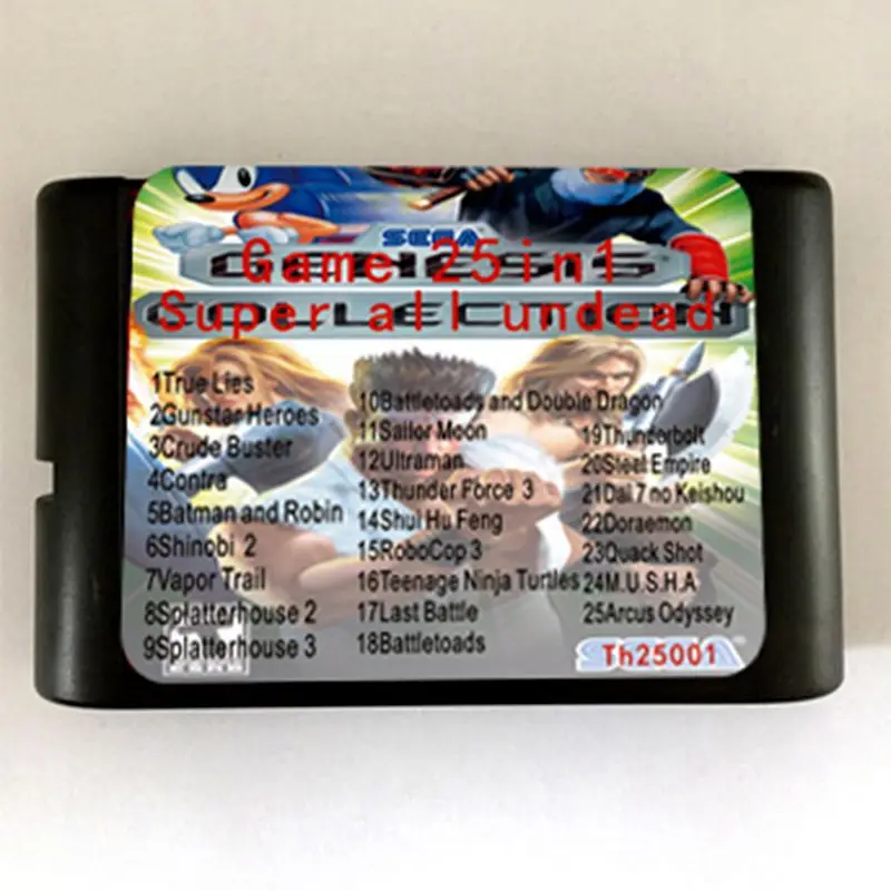 

New 25 In 1 MD 16 bit Game Card For Sega Mega Drive For Genesis