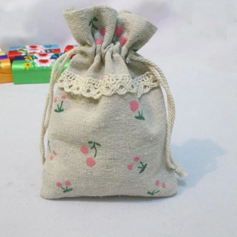 100 шт. винтажное деревенское кружевное хлопковое полотно сумка Мешковина для
