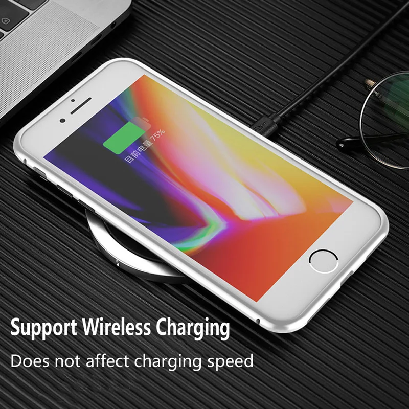 Магнитный поглощающий чехол JKING для телефона iPhone X 8 магнитный из закаленного