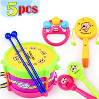 5pcs learning musical instrument kit kids toys handbell rattles drum toddler playing educational toys for children baby games