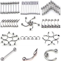 pinksee 30pcslot tongue eyebrow lip belly navel ring body piercing jewelry wholesale items