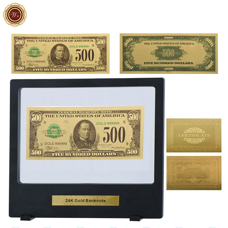 WR Usd 50 американские 24k 999 9 позолоченные золотые банкноты уникальные подарки 500
